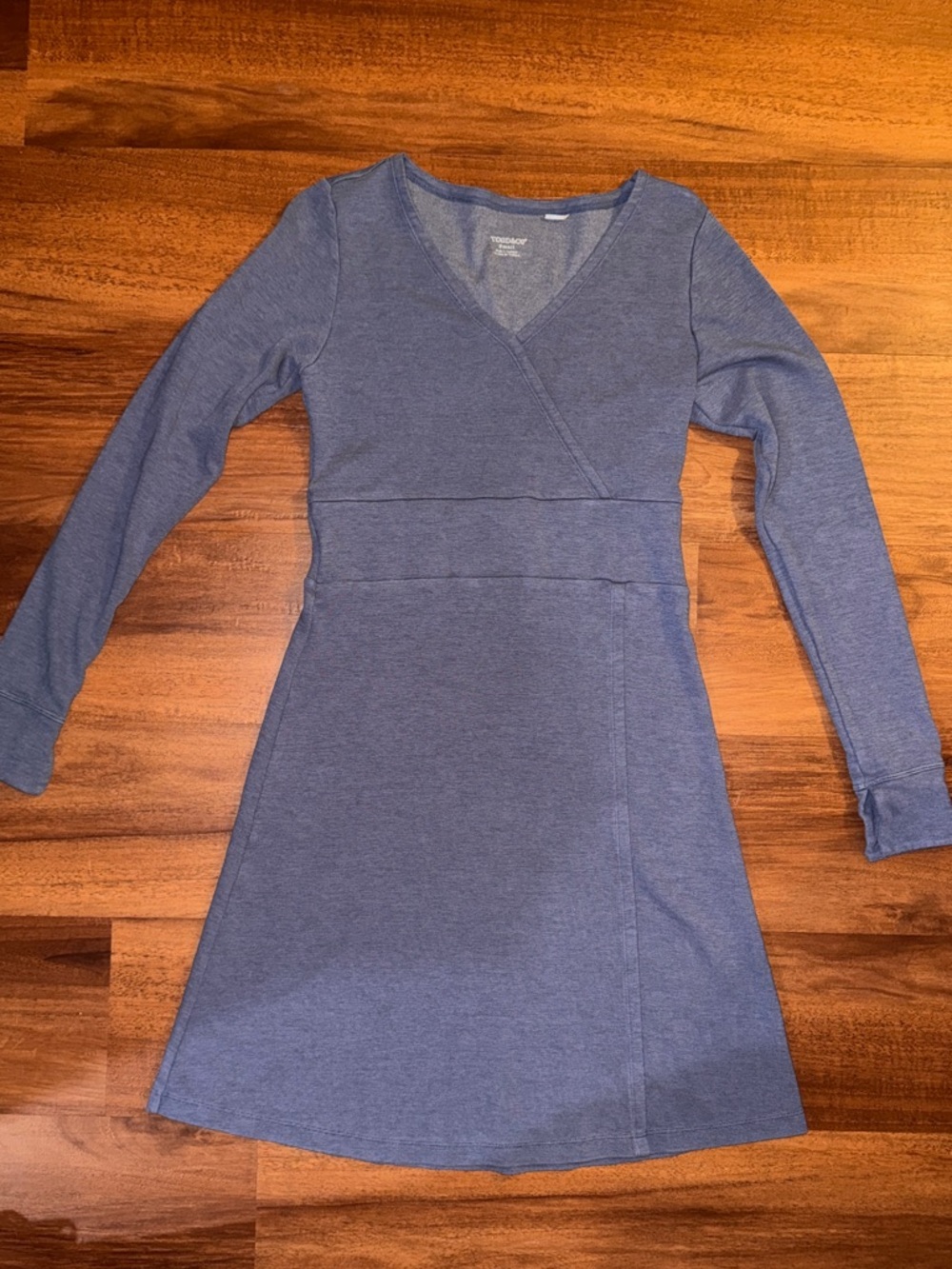 Toad&Co Slate Blue Long-Sleeve Wrap-Style A-Line Dress